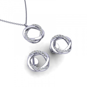 White Gold and Diamonds Necklace and Earrings Set