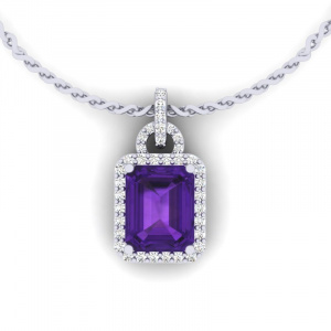 Amethyst Pendant with Natural Diamonds