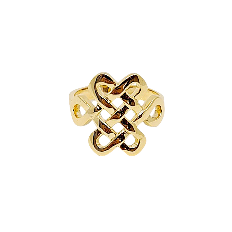 High Polished Yellow Gold Mystic Knot Ring (1)