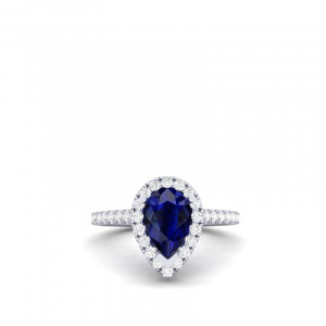 Sapphire and Diamond Teardrop Ring